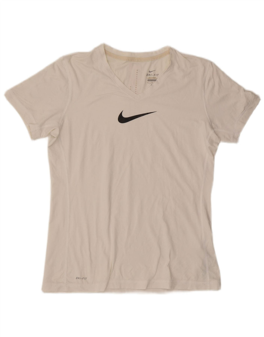 T-shirt grafica NIKE Dri Fit da donna UK 18 XL poliestere bianco