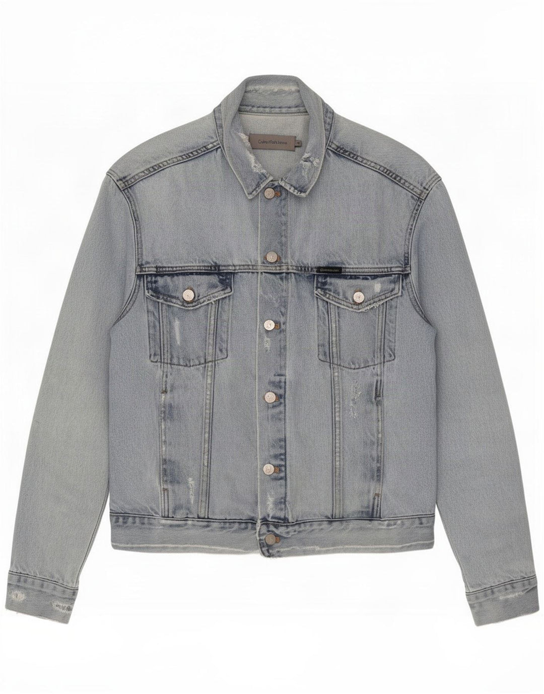 Calvin Klein Jeans Giacca in denim invecchiato da uomo UK 38 Cotone blu medio
