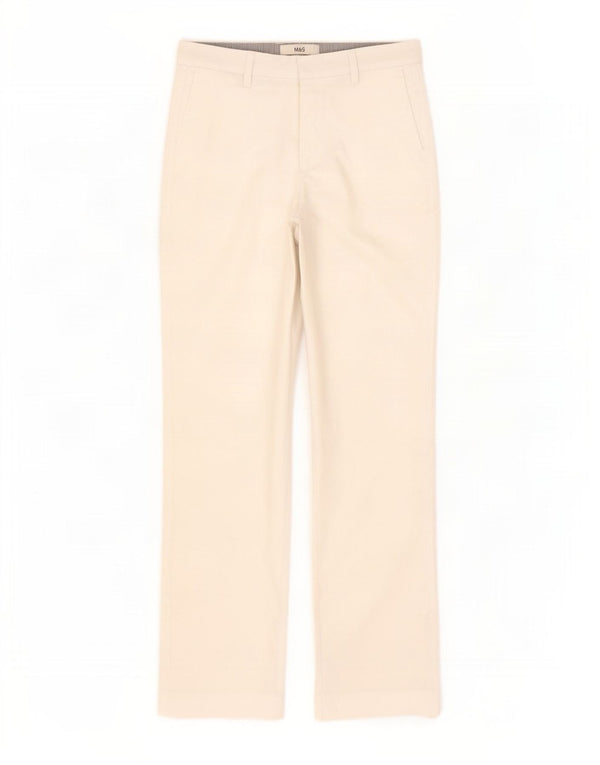 Pantaloni chino dritti da donna Marks & Spencer UK 10 piccoli W30 L31 bianchi