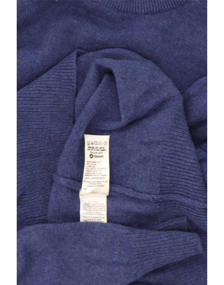 Maglione maglione girocollo da uomo Marks & Spencer blu Harbour in lana d'agnello media