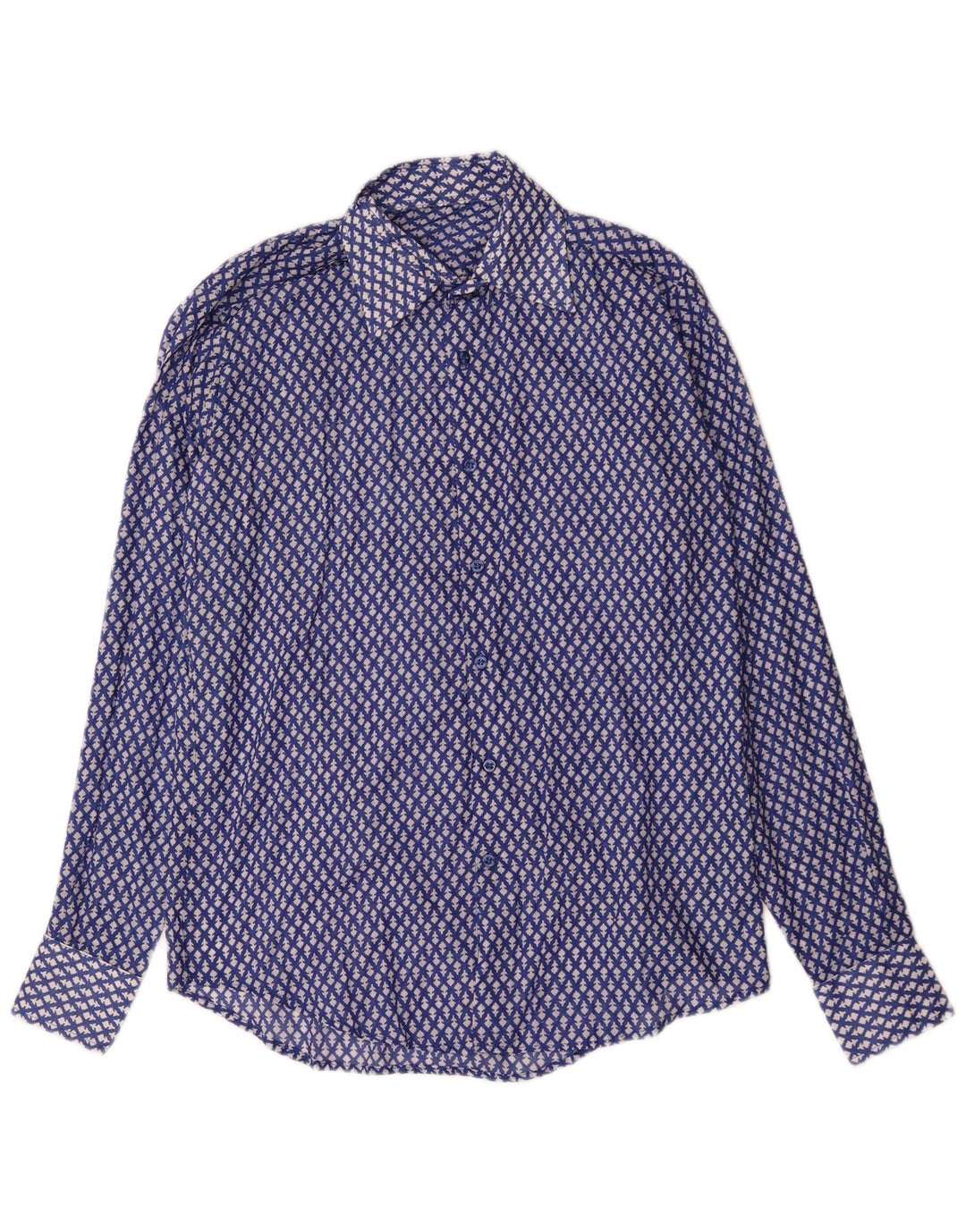Camicia vintage da uomo blu medio floreale