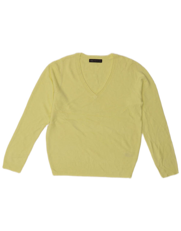 MARKS & SPENCER Maglione da donna con scollo a V UK 10 Piccolo acrilico giallo