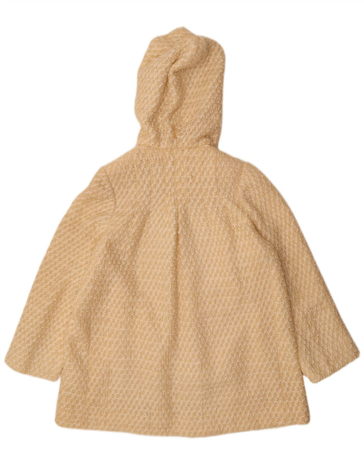 Cappotto vintage da donna con cappuccio UK 12 a righe gialle medie