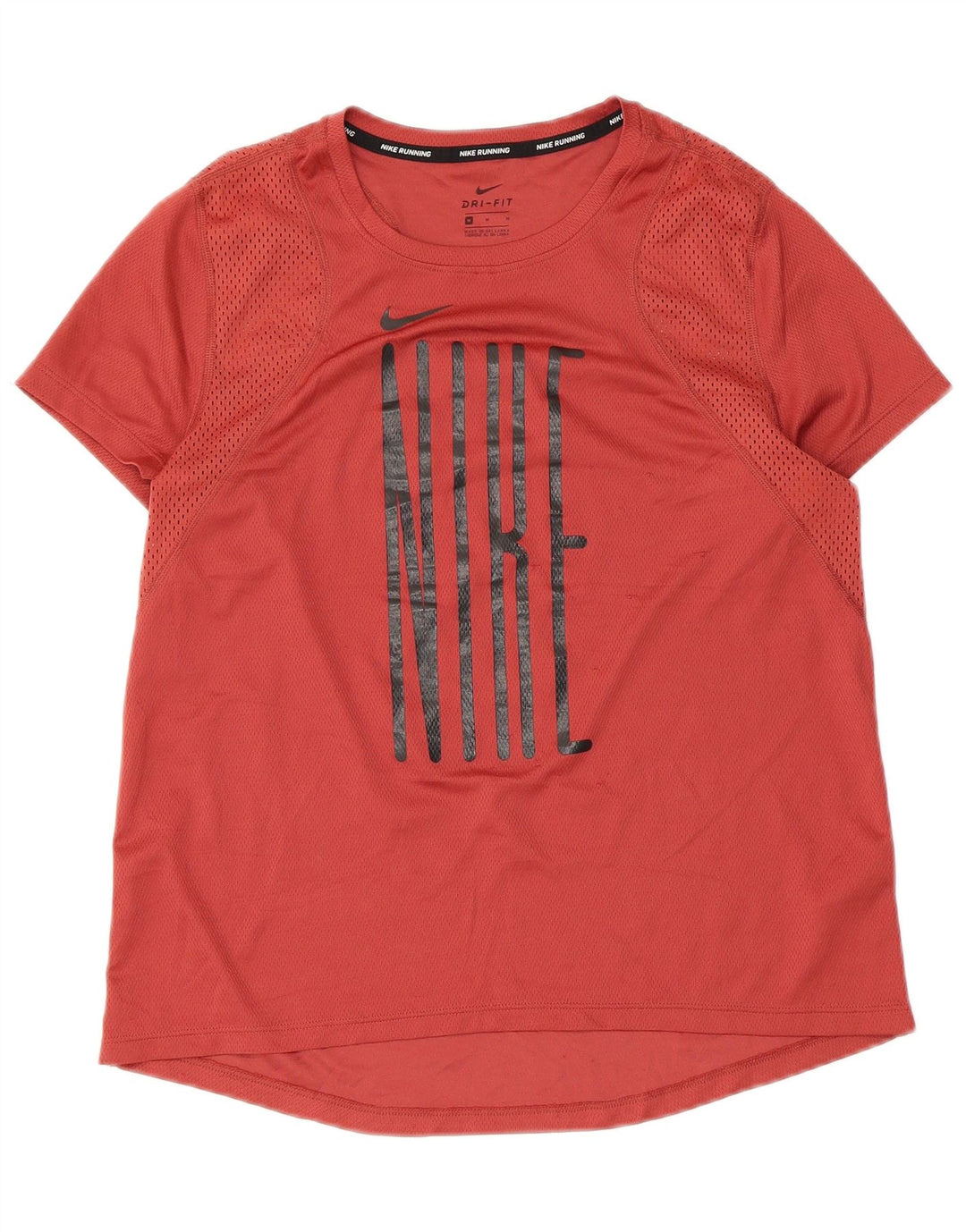 T-shirt grafica da running Nike Dri Fit da donna, taglia UK 12, poliestere rosso medio