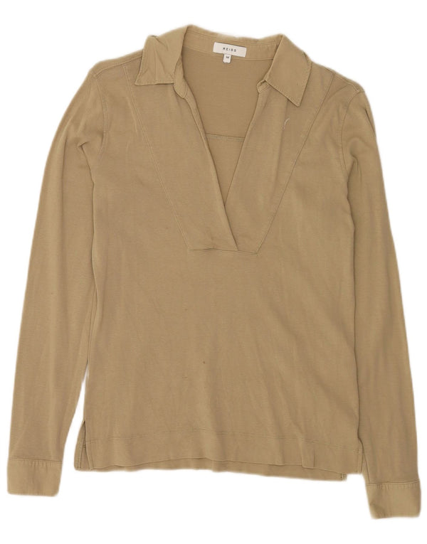 Polo a maniche lunghe da donna Reiss UK 14 cotone beige medio