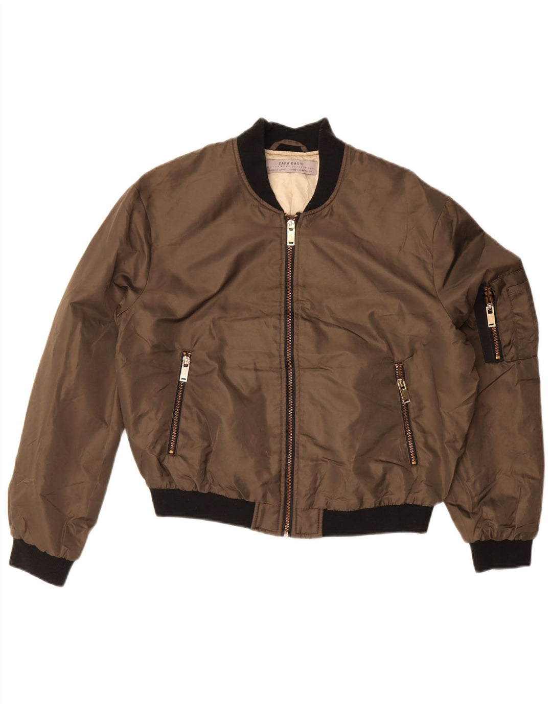 Giubbotto bomber oversize corto da donna ZARA UK 14 Marrone medio