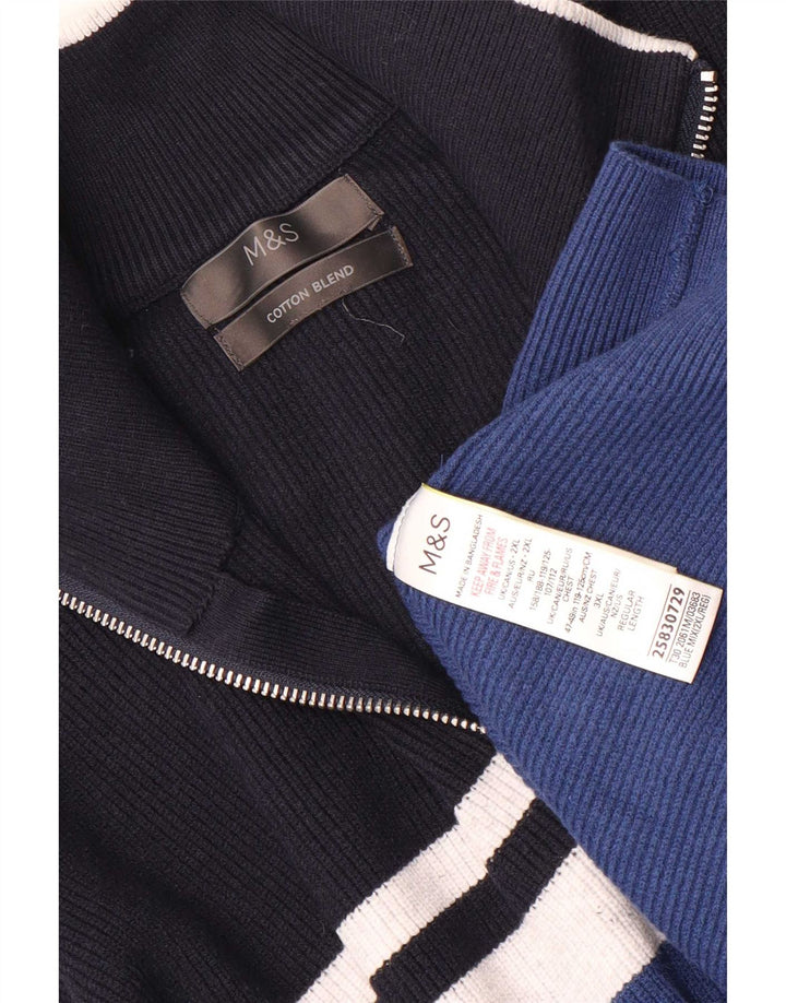 Maglione da uomo Marks & Spencer con zip e collo 2XL poliestere a righe blu