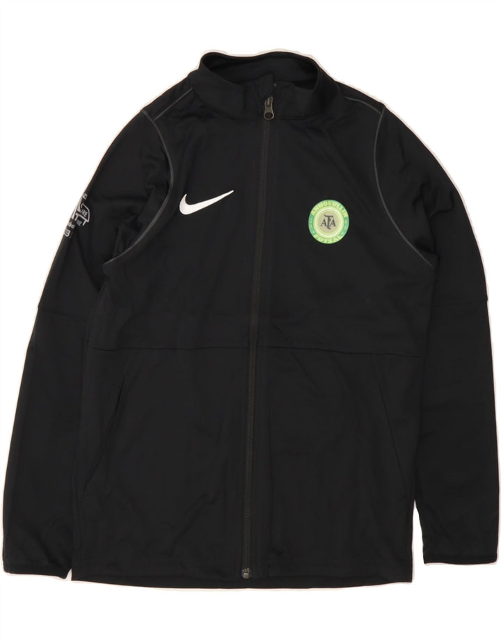 NIKE Boys Graphic Tracksuit Top Jacket 10-11 Years Medium Black Polyester Vintage Nike and Second-Hand Nike from Messina Hembry 
