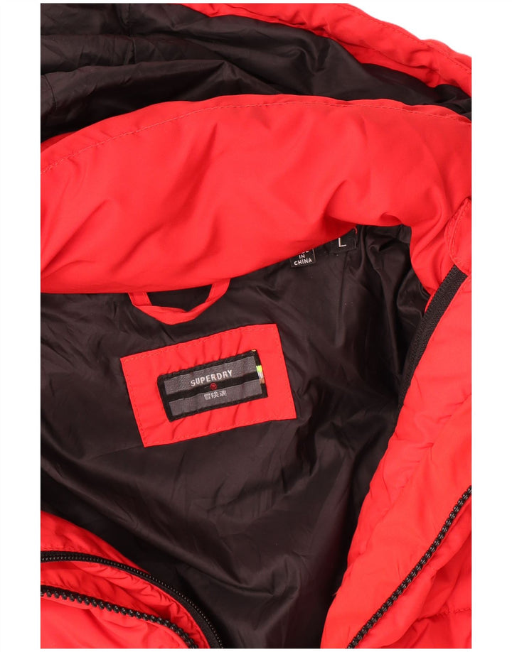 Giacca imbottita con cappuccio da uomo Superdry UK 40 Large rossa in poliestere