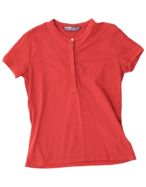 Polo da donna K-Way UK 14 rosso medio in cotone
