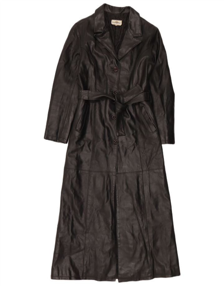 Lavorazione Artigianale Cappotto in Pelle da Donna IT 42 Medio Nero