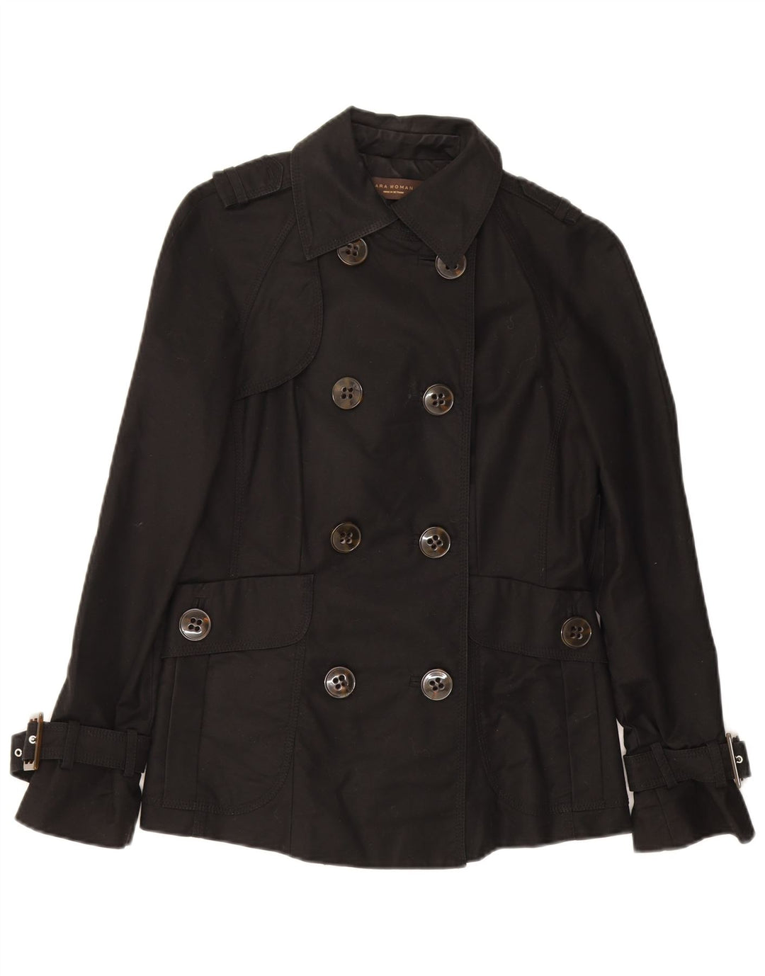 Trench da donna Zara UK 10 piccolo in cotone nero