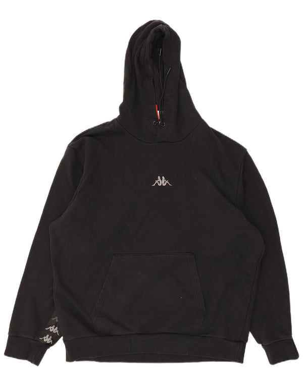 Felpa con cappuccio grafica da uomo Kappa XL in cotone nero