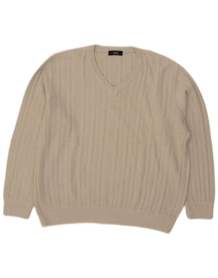 Maglione da uomo con scollo a V Marks & Spencer grande acrilico beige
