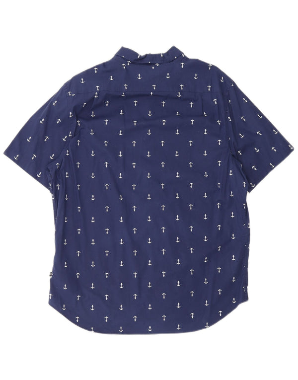 Camicia da uomo Nautica elasticizzata a maniche corte con motivo astratto, grande, blu navy