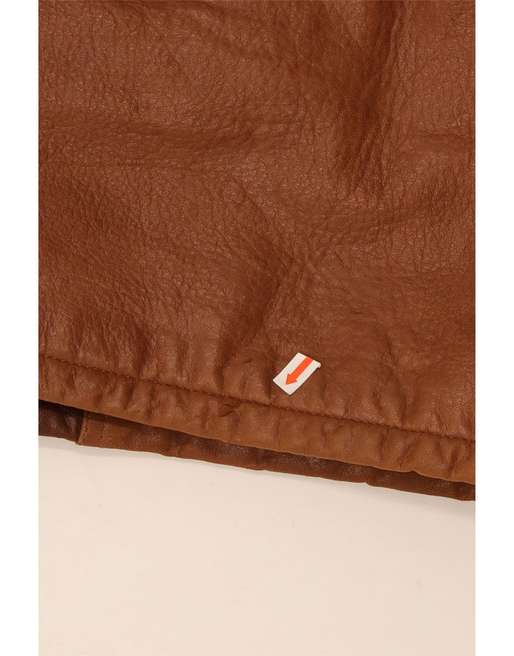 Giacca in pelle vintage da uomo IT 52 XL in pelle color block marrone