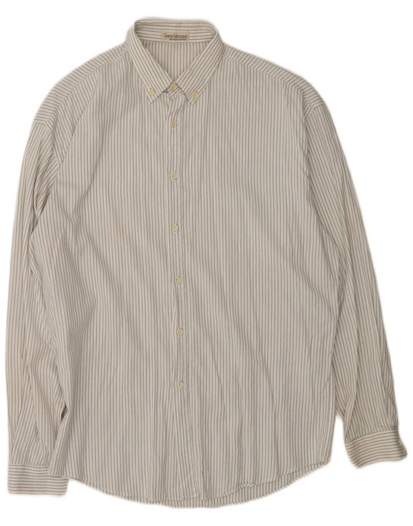 Camicia da uomo Gianni Versace a righe bianche medie