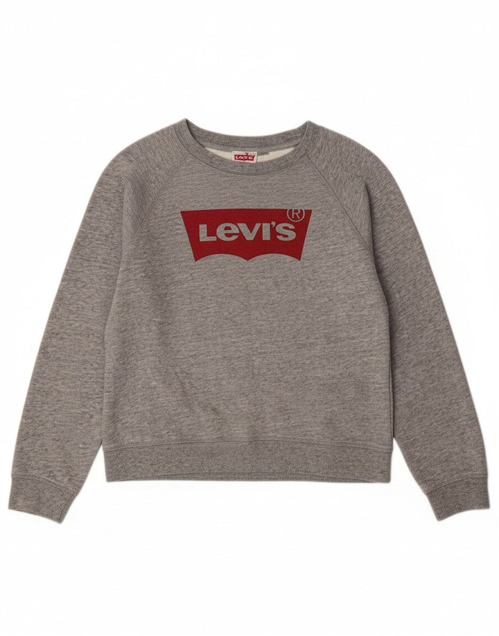 LEVI'S Womens Graphic Sweatshirt Jumper UK 14 Medium Grey Cotton