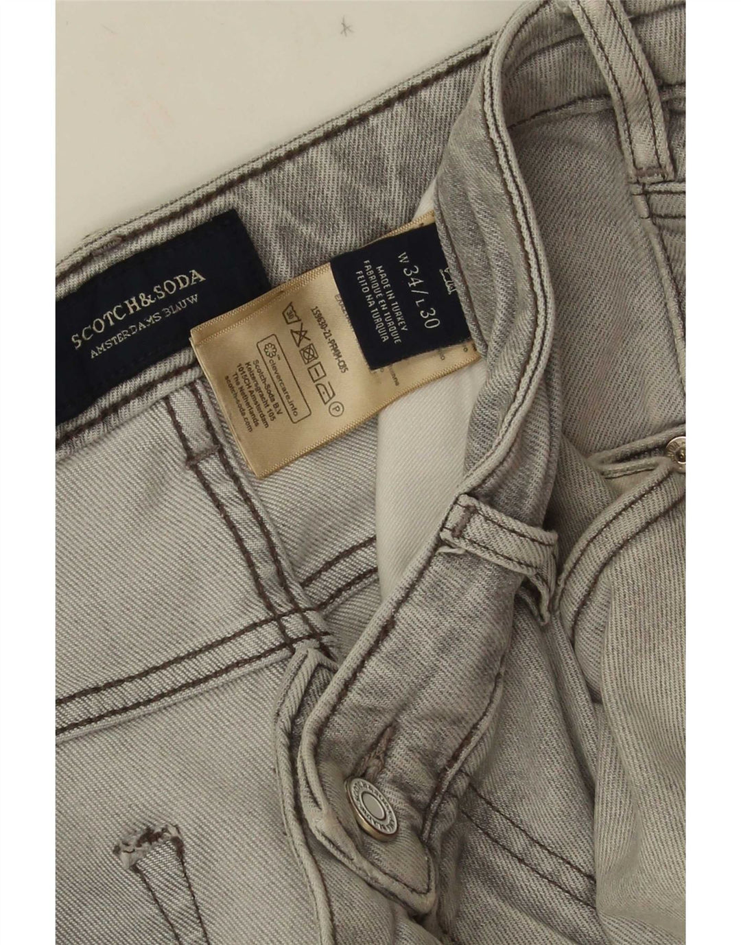 Jeans slim da uomo Scotch & Soda W34 L30 cotone grigio
