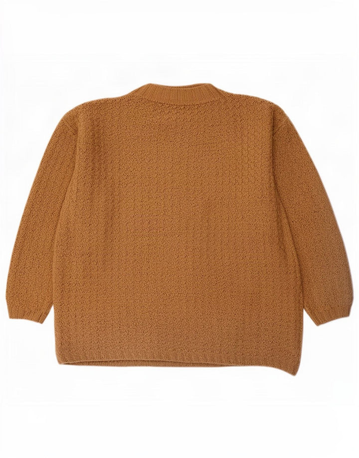 Maglione vintage da uomo con collo alto e maglione grande marrone