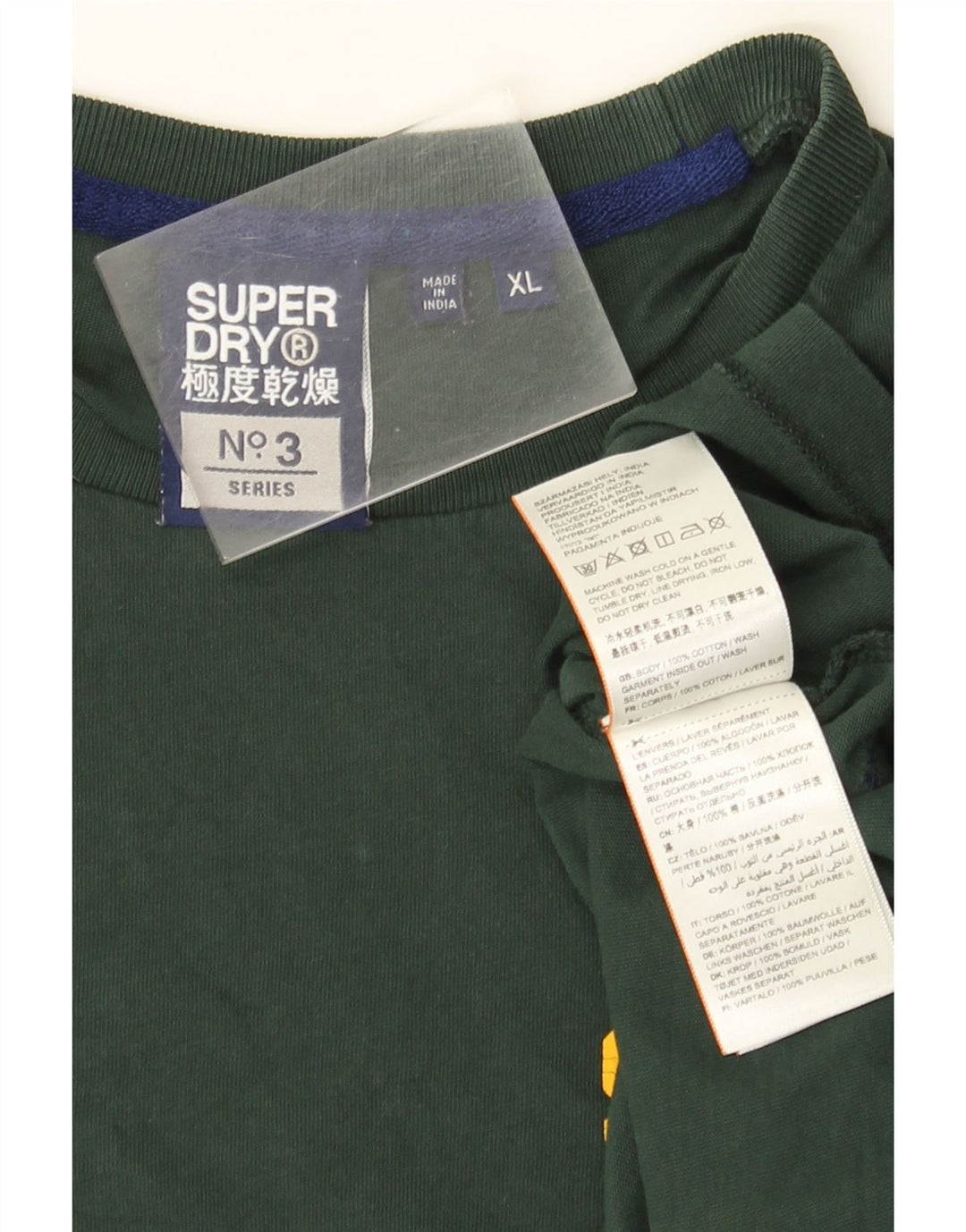 Top grafico da uomo Superdry a maniche lunghe XL in cotone verde