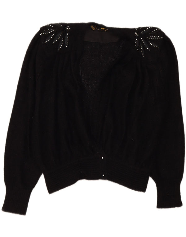 Maglione cardigan vintage da donna IT 48 XL Nero