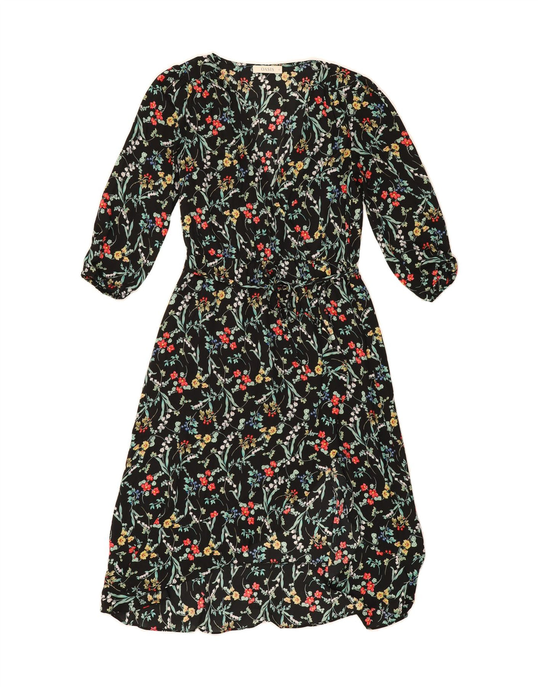 OASIS Womens 3/4 Sleeve Maxi Dress UK 10 Small Black Floral Polyester Vintage Oasis and Second-Hand Oasis from Messina Hembry 