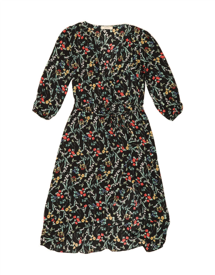 OASIS Womens 3/4 Sleeve Maxi Dress UK 10 Small Black Floral Polyester Vintage Oasis and Second-Hand Oasis from Messina Hembry 