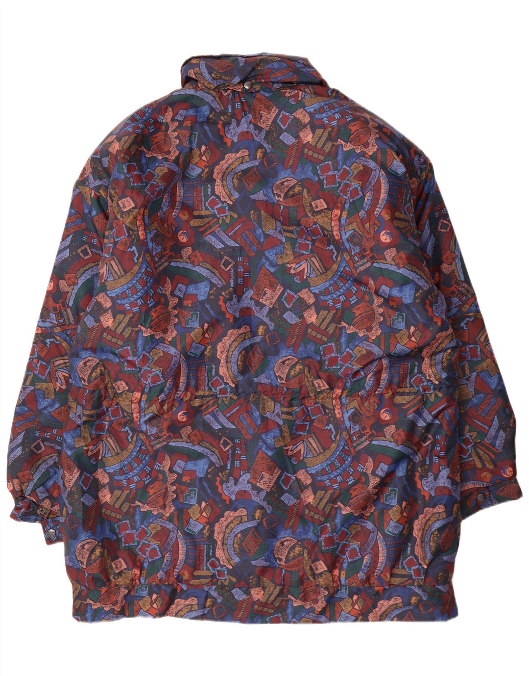 Cappotto giacca a vento da donna VINTAGE UK 16 Grande motivo geometrico multicolore
