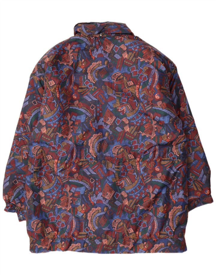 Cappotto giacca a vento da donna VINTAGE UK 16 Grande motivo geometrico multicolore