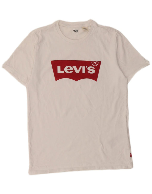 T-shirt grafica da donna Levi's Top UK 10 piccola in cotone bianco
