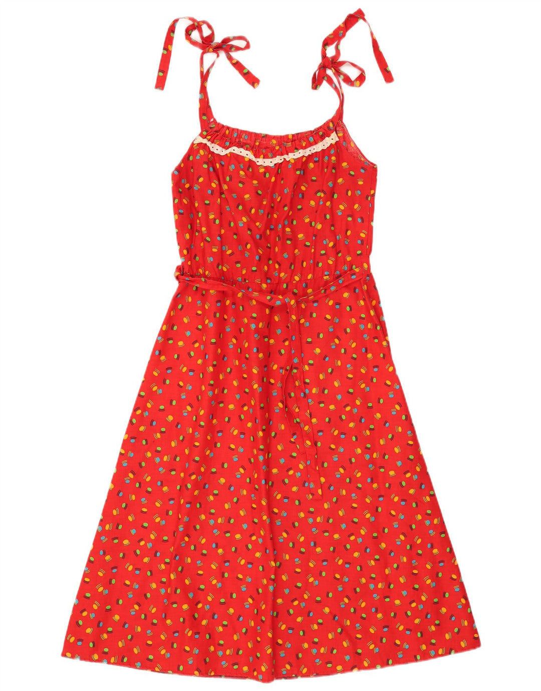 Abito sottoveste vintage da donna con motivo astratto IT 44 rosso medio