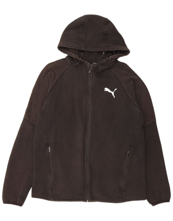 Felpa con cappuccio e zip grafica da uomo Puma grande in cotone nero