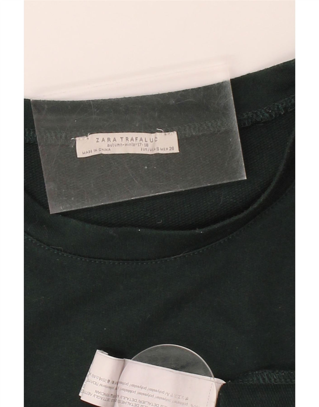 ZARA Womens Top Long Sleeve UK 10 Small Green Polyester Vintage Zara and Second-Hand Zara from Messina Hembry 