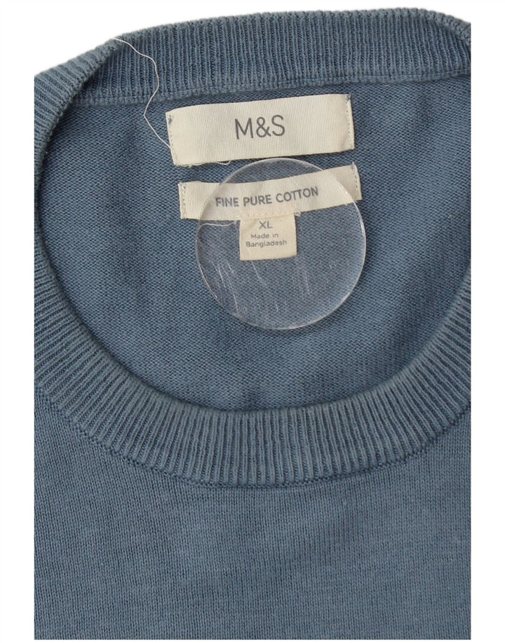 Maglione maglione girocollo da uomo Marks & Spencer XL in cotone blu