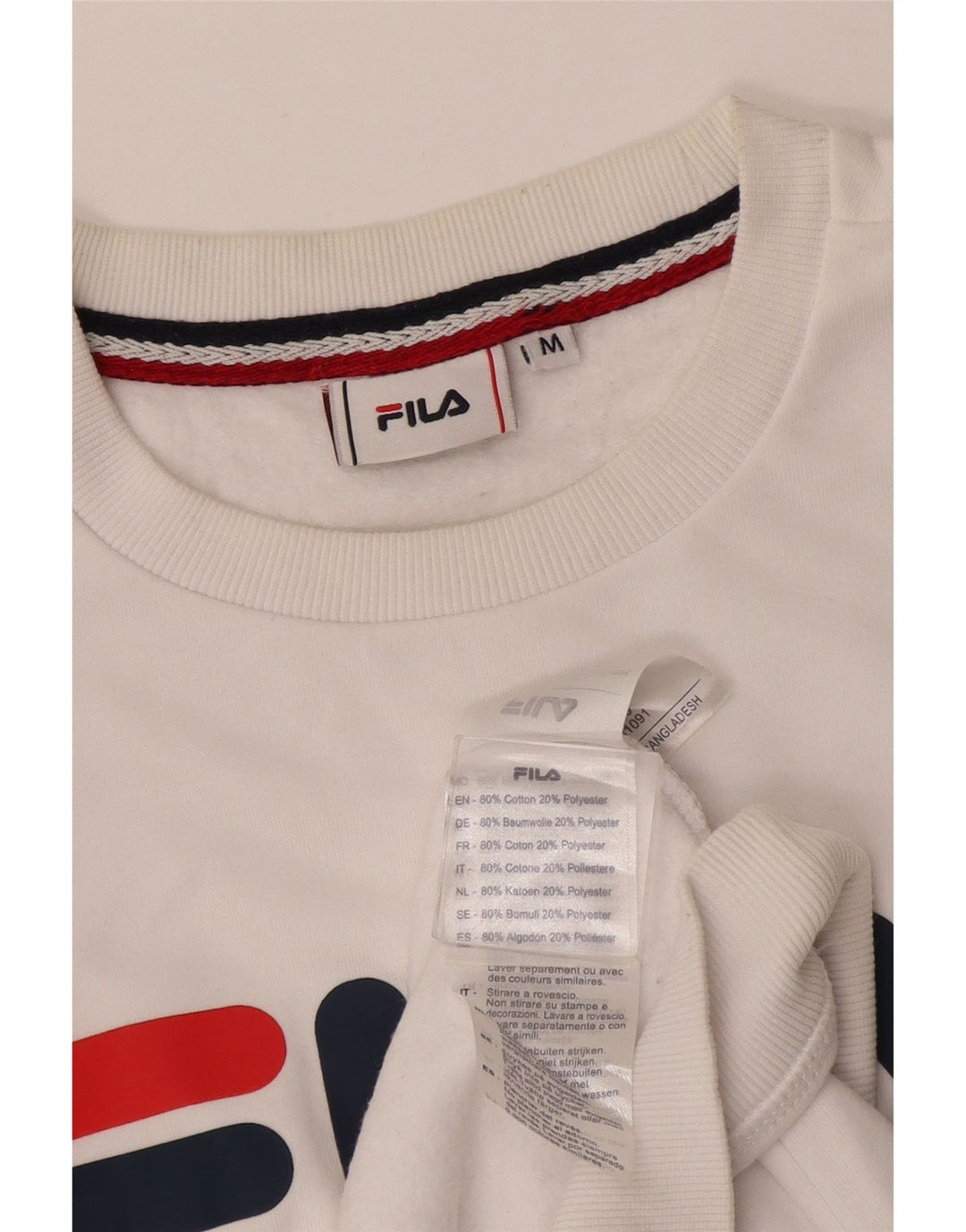 Felpa grafica da uomo Fila Maglione cotone bianco medio