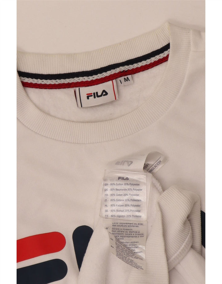Felpa grafica da uomo Fila Maglione cotone bianco medio