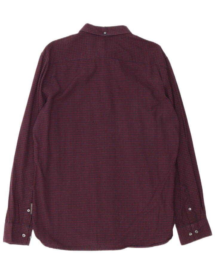 Camicia da uomo French Connection grande in cotone a quadretti bordeaux