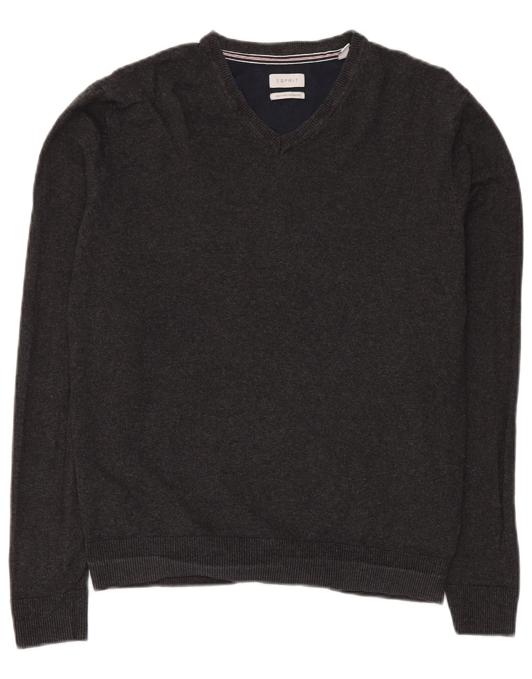 Maglione da uomo con scollo a V Esprit piccolo in cotone grigio