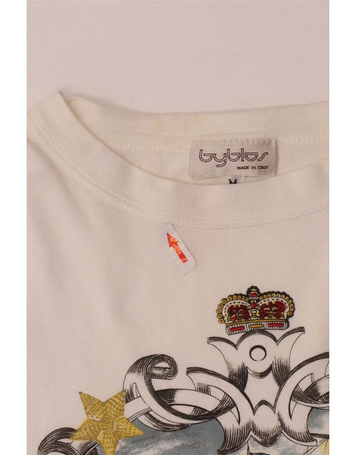 T-shirt grafica da uomo Byblos Top in cotone bianco medio