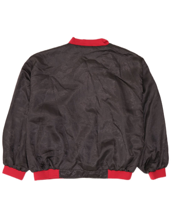 Giubbotto bomber vintage da uomo UK 38 medio nero color block in poliammide