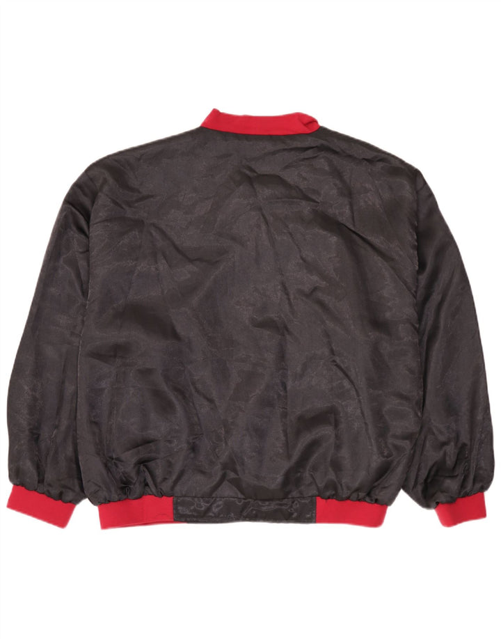 Giubbotto bomber vintage da uomo UK 38 medio nero color block in poliammide