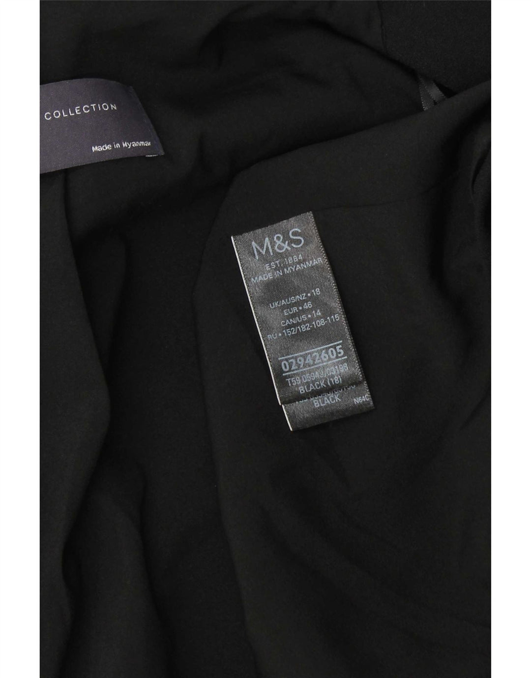 Giacca blazer aperta da donna Marks & Spencer con maniche a 3/4 UK 18 XL Nera