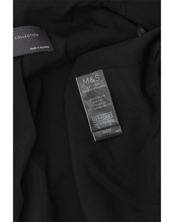Giacca blazer aperta da donna Marks & Spencer con maniche a 3/4 UK 18 XL Nera