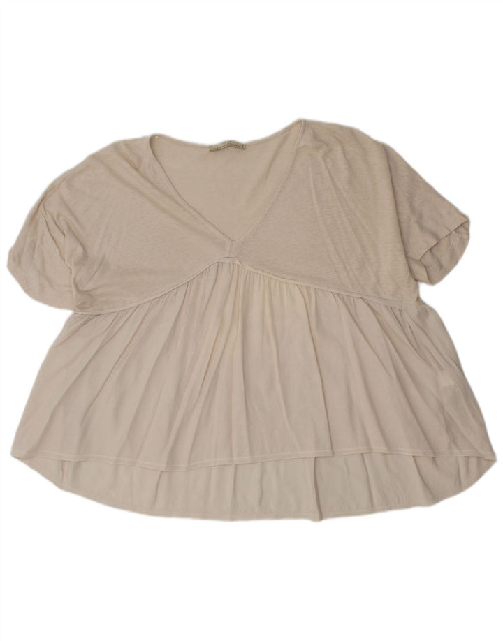 Top in camicetta ampia da donna Zara UK 14 cotone beige medio