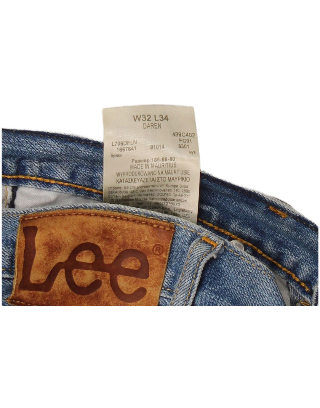 Jeans dritti da uomo Lee Daren W32 L30 cotone blu