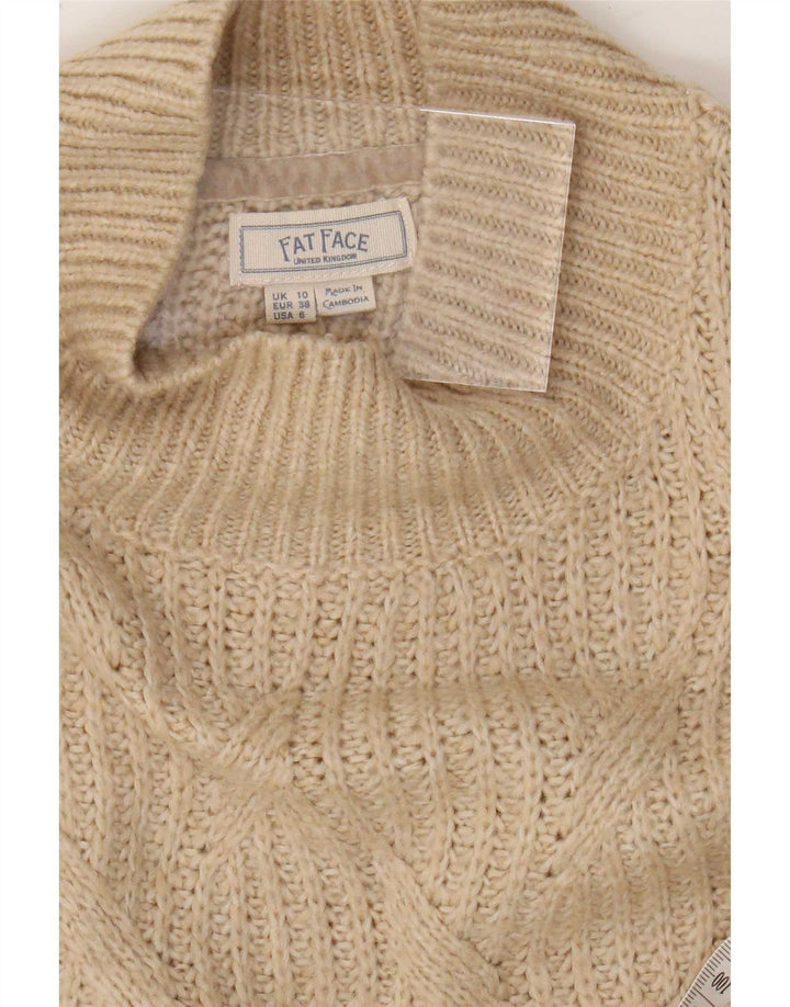 Fat Face Womens Oversized Turtle Neck Jumper Sweater UK 10 Small Beige