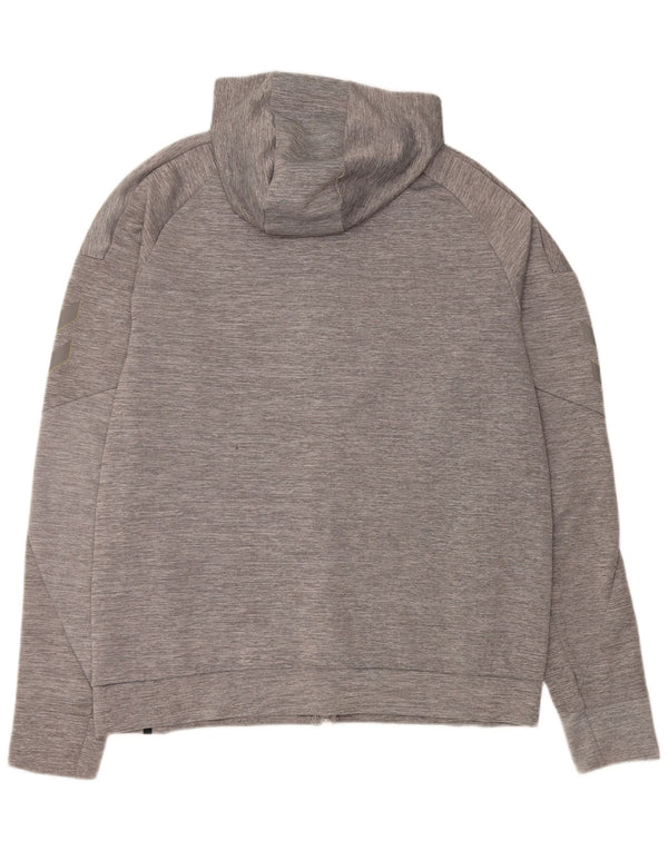HUMMEL Mens Zip Hoodie Sweater Large Grey Flecked Polyester