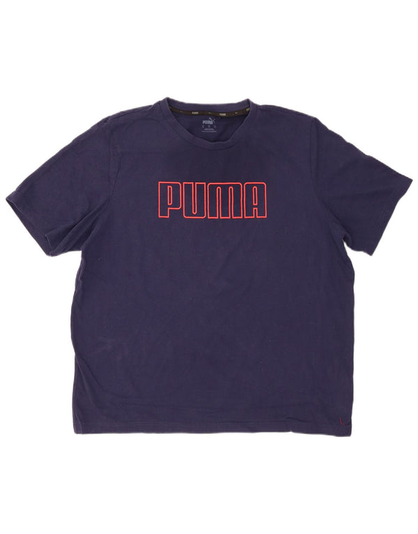 T-shirt grafica da uomo PUMA Top XL in cotone blu navy