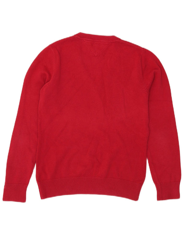 Maglione maglione con scollo a V da donna Tommy Hilfiger UK 14 grande cotone rosso